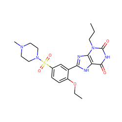 CCCn1c(=O)[nH]c(=O)c2[nH]c(-c3cc(S(=O)(=O)N4CCN(C)CC4)ccc3OCC)nc21 ZINC000013818291