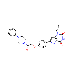 CCCn1c(=O)[nH]c(=O)c2[nH]c(-c3ccc(OCC(=O)N4CCN(c5ccccc5)CC4)cc3)cc21 ZINC000053293888