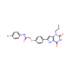 CCCn1c(=O)[nH]c(=O)c2[nH]c(-c3ccc(OCC(=O)Nc4ccc(Br)cc4)cc3)cc21 ZINC000053276679