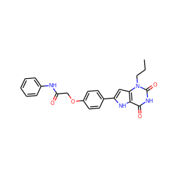 CCCn1c(=O)[nH]c(=O)c2[nH]c(-c3ccc(OCC(=O)Nc4ccccc4)cc3)cc21 ZINC000053226774