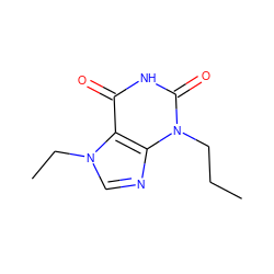 CCCn1c(=O)[nH]c(=O)c2c1ncn2CC ZINC000012405451