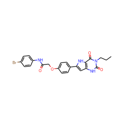 CCCn1c(=O)[nH]c2cc(-c3ccc(OCC(=O)Nc4ccc(Br)cc4)cc3)[nH]c2c1=O ZINC000053276598