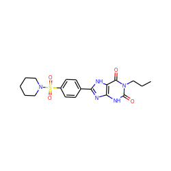 CCCn1c(=O)[nH]c2nc(-c3ccc(S(=O)(=O)N4CCCCC4)cc3)[nH]c2c1=O ZINC000045495083