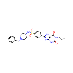 CCCn1c(=O)[nH]c2nc(-c3ccc(S(=O)(=O)NC4CCN(Cc5ccccc5)CC4)cc3)[nH]c2c1=O ZINC000045495121