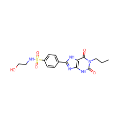 CCCn1c(=O)[nH]c2nc(-c3ccc(S(=O)(=O)NCCO)cc3)[nH]c2c1=O ZINC000034635699