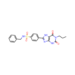 CCCn1c(=O)[nH]c2nc(-c3ccc(S(=O)(=O)NCc4ccccc4)cc3)[nH]c2c1=O ZINC000036273955