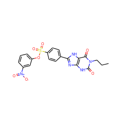 CCCn1c(=O)[nH]c2nc(-c3ccc(S(=O)(=O)Oc4cccc([N+](=O)[O-])c4)cc3)[nH]c2c1=O ZINC000013559495