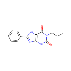 CCCn1c(=O)[nH]c2nc(-c3ccccc3)[nH]c2c1=O ZINC000012405607