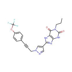 CCCn1c(=O)[nH]c2nc(-c3cnn(CC#Cc4ccc(OC(F)(F)F)cc4)c3)[nH]c2c1=O ZINC000088247906