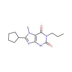 CCCn1c(=O)[nH]c2nc(C3CCCC3)n(C)c2c1=O ZINC000013778196