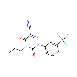 CCCn1c(=O)c(C#N)nn(-c2cccc(C(F)(F)F)c2)c1=O ZINC000000170615