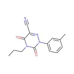 CCCn1c(=O)c(C#N)nn(-c2cccc(C)c2)c1=O ZINC000049125086