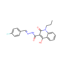 CCCn1c(=O)c(C(=O)N/N=C/c2ccc(F)cc2)c(O)c2ccccc21 ZINC000100677771