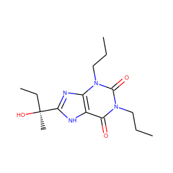 CCCn1c(=O)c2[nH]c([C@@](C)(O)CC)nc2n(CCC)c1=O ZINC000012405331