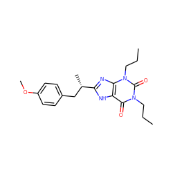 CCCn1c(=O)c2[nH]c([C@@H](C)Cc3ccc(OC)cc3)nc2n(CCC)c1=O ZINC000013861081