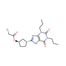 CCCn1c(=O)c2[nH]c([C@@H]3CC[C@@H](OC(=O)CBr)C3)nc2n(CCC)c1=O ZINC000012405658