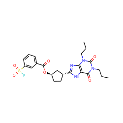 CCCn1c(=O)c2[nH]c([C@@H]3CC[C@@H](OC(=O)c4cccc(S(=O)(=O)F)c4)C3)nc2n(CCC)c1=O ZINC000012405662