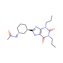 CCCn1c(=O)c2[nH]c([C@@H]3CCC[C@@H](NC(C)=O)C3)nc2n(CCC)c1=O ZINC000029555667