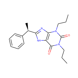 CCCn1c(=O)c2[nH]c([C@H](C)c3ccccc3)nc2n(CCC)c1=O ZINC000012405513