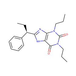 CCCn1c(=O)c2[nH]c([C@H](CC)c3ccccc3)nc2n(CCC)c1=O ZINC000000599671