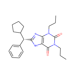 CCCn1c(=O)c2[nH]c([C@H](c3ccccc3)C3CCCC3)nc2n(CCC)c1=O ZINC000013861095