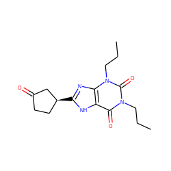 CCCn1c(=O)c2[nH]c([C@H]3CCC(=O)C3)nc2n(CCC)c1=O ZINC000000005156