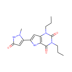 CCCn1c(=O)c2[nH]c(-c3cc(=O)[nH]n3C)cc2n(CCC)c1=O ZINC000073315791