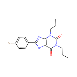 CCCn1c(=O)c2[nH]c(-c3ccc(Br)cc3)nc2n(CCC)c1=O ZINC000013472992