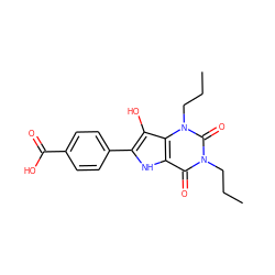 CCCn1c(=O)c2[nH]c(-c3ccc(C(=O)O)cc3)c(O)c2n(CCC)c1=O ZINC000040380066