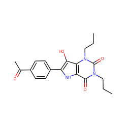 CCCn1c(=O)c2[nH]c(-c3ccc(C(C)=O)cc3)c(O)c2n(CCC)c1=O ZINC000040848024