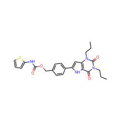 CCCn1c(=O)c2[nH]c(-c3ccc(COC(=O)Nc4cccs4)cc3)cc2n(CCC)c1=O ZINC000040876616