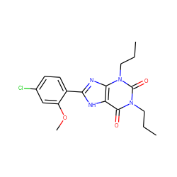 CCCn1c(=O)c2[nH]c(-c3ccc(Cl)cc3OC)nc2n(CCC)c1=O ZINC000013473641