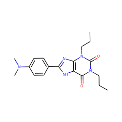 CCCn1c(=O)c2[nH]c(-c3ccc(N(C)C)cc3)nc2n(CCC)c1=O ZINC000029322788