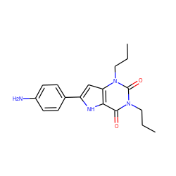 CCCn1c(=O)c2[nH]c(-c3ccc(N)cc3)cc2n(CCC)c1=O ZINC000040380550