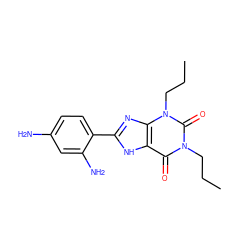 CCCn1c(=O)c2[nH]c(-c3ccc(N)cc3N)nc2n(CCC)c1=O ZINC000026019290