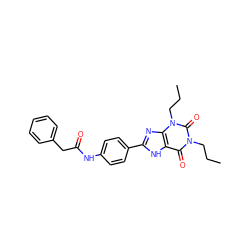 CCCn1c(=O)c2[nH]c(-c3ccc(NC(=O)Cc4ccccc4)cc3)nc2n(CCC)c1=O ZINC000013559737