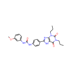 CCCn1c(=O)c2[nH]c(-c3ccc(NC(=O)Nc4cccc(OC)c4)cc3)nc2n(CCC)c1=O ZINC000013559745