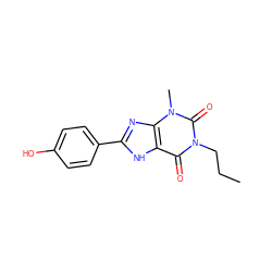 CCCn1c(=O)c2[nH]c(-c3ccc(O)cc3)nc2n(C)c1=O ZINC000013821351