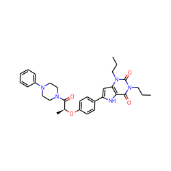 CCCn1c(=O)c2[nH]c(-c3ccc(O[C@@H](C)C(=O)N4CCN(c5ccccc5)CC4)cc3)cc2n(CCC)c1=O ZINC000029057833