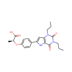 CCCn1c(=O)c2[nH]c(-c3ccc(O[C@@H](C)C(=O)O)cc3)cc2n(CCC)c1=O ZINC000013678964