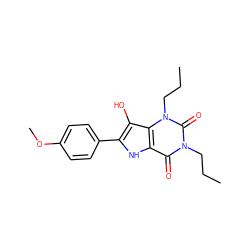 CCCn1c(=O)c2[nH]c(-c3ccc(OC)cc3)c(O)c2n(CCC)c1=O ZINC000040860423