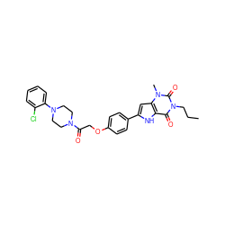 CCCn1c(=O)c2[nH]c(-c3ccc(OCC(=O)N4CCN(c5ccccc5Cl)CC4)cc3)cc2n(C)c1=O ZINC000029058378