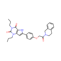 CCCn1c(=O)c2[nH]c(-c3ccc(OCC(=O)N4CCc5ccccc5C4)cc3)cc2n(CCC)c1=O ZINC000001491198