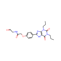 CCCn1c(=O)c2[nH]c(-c3ccc(OCC(=O)NCC=O)cc3)nc2n(CCC)c1=O ZINC000026000007