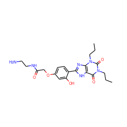 CCCn1c(=O)c2[nH]c(-c3ccc(OCC(=O)NCCN)cc3O)nc2n(CCC)c1=O ZINC000027705585