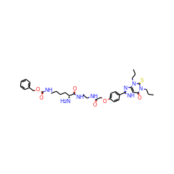 CCCn1c(=O)c2[nH]c(-c3ccc(OCC(=O)NCCNC(=O)[C@@H](N)CCCCNC(=O)OCc4ccccc4)cc3)nc2n(CCC)c1=S ZINC000029551329