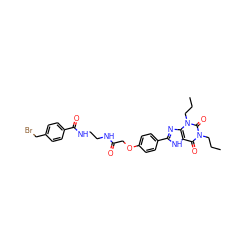 CCCn1c(=O)c2[nH]c(-c3ccc(OCC(=O)NCCNC(=O)c4ccc(CBr)cc4)cc3)nc2n(CCC)c1=O ZINC000026000865