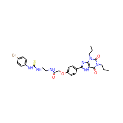 CCCn1c(=O)c2[nH]c(-c3ccc(OCC(=O)NCCNC(=S)Nc4ccc(Br)cc4)cc3)nc2n(CCC)c1=O ZINC000025995609