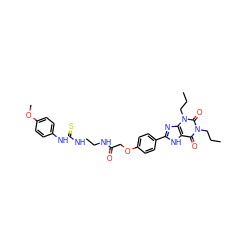 CCCn1c(=O)c2[nH]c(-c3ccc(OCC(=O)NCCNC(=S)Nc4ccc(OC)cc4)cc3)nc2n(CCC)c1=O ZINC000026000139