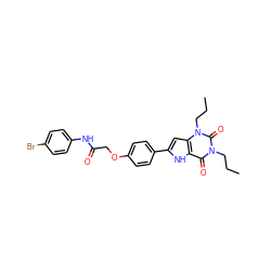 CCCn1c(=O)c2[nH]c(-c3ccc(OCC(=O)Nc4ccc(Br)cc4)cc3)cc2n(CCC)c1=O ZINC000028567491